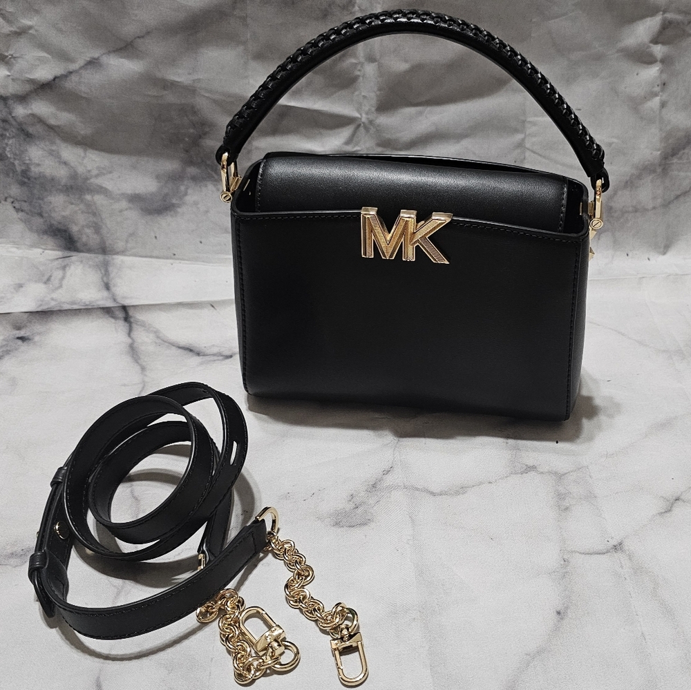 Michael Kors Black Crossbody Bag with Gold Accents
